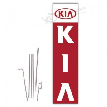 Кобб промо Kia (красный) флаг прямоугольника Бумер с полным 15-футовым набором полюсов и шипом