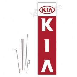 Cobb Promo Kia (Red) Rectangle Boomer Flag with Complete 15ft Pole kit and Ground Spike