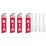 Kia king windless feather flag sign Kit with complete hybrid pole Set- pack of 4-(FI)