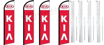 Kit de letrero de bandera de plumas sin viento Kia king con juego completo de postes híbridos - paquete de 4- (FI)