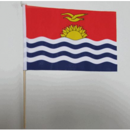 Quick delivery Kiribati hand waving flag with plastic stick