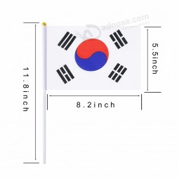 Copa del mundo animando Corea bandera de mano con poste de plástico
