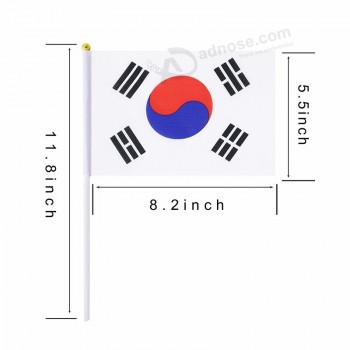 World Cup Cheering Korea Hand Held Flag With Plastic Pole