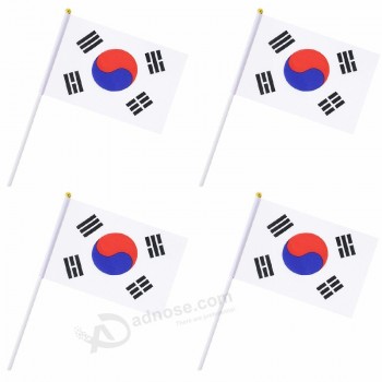 Copa del mundo animando Corea bandera de mano con poste de plástico