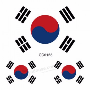 напечатанный таможней стикер татуировки флага страны Кореи временный для спорта