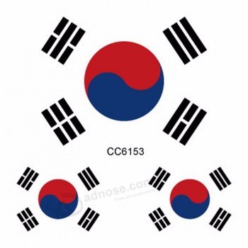 Custom printed Korea country flag temporary tattoo sticker for sport