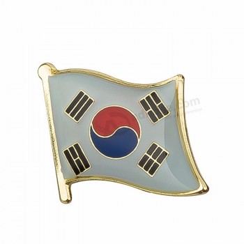 Insignia de pin de metal de bandera nacional decorativa de corea barata de alta calidad para tela