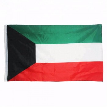 Bandera nacional de kuwait 100% poliéster de ventas calientes de 3x5 pies