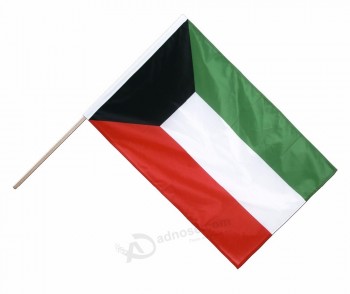Custom mini waving kuwait flag with wood flagpoles