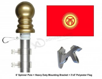 Conjunto de bandera y asta de bandera de Kirguistán, elija entre más de 100 banderas y astas de bandera internacionales y mundiales de 3'x5 '