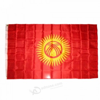 도매 3 * 5FT 폴리 에스테르 실크 인쇄 매달려 키르기스스탄 국기 모든 크기 국가 사용자 정의 플래그