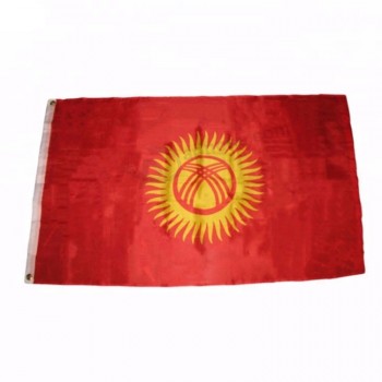 100% poliéster impressão 3x5ft país bandeira do quirguistão