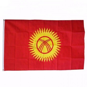 カスタムカラー100％ポリエステル赤キルギスタン国旗