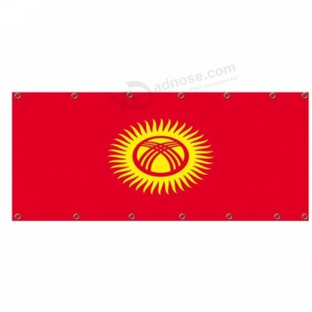 Bandera de malla de Kirguistán de impresión digital de estilo de vuelo para exposición