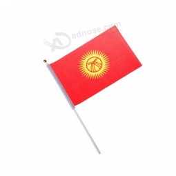 Factory direct custom high quality kyrgyzstan hand waving flag