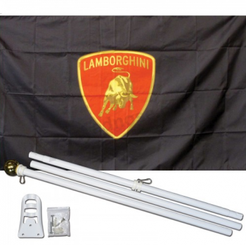 polyester lamborghini logo advertising banner flag with pole