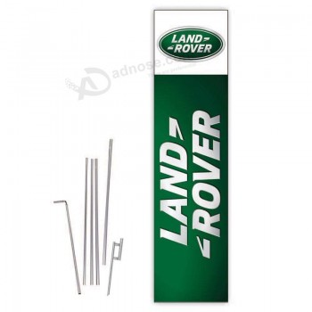 bandeira cobb promo land rover (verde) retângulo boomer com kit completo de 15 pés e espigão de terra