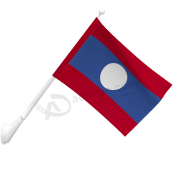 Tejido de poliéster montado en la pared bandera nacional de Laos