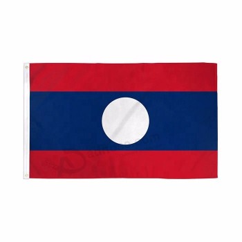 Bandeira nacional de suspensão ao ar livre 3x5ft poliéster impressão personalizada laos