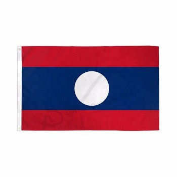 Outdoor Hanging Custom 3x5ft Printing Polyester Laos National Flag