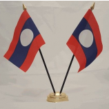 Two flags Laos national table flag / Laos country desk flag