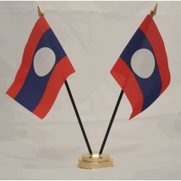 Two flags laos national table flag / laos country desk flag