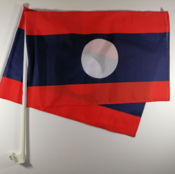 Polyester 30x45cm Druck Mini Laos Flagge für Autofenster