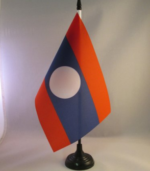 Polyester Laos national table desk flag with stand