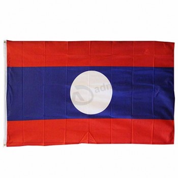 alta qualidade vermelho azul branco laos bandeira do país com ilhós