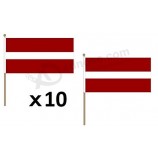 latvia flag 12'' x 18'' wood stick - latvian flags 30 x 45 cm - banner 12x18 in with pole