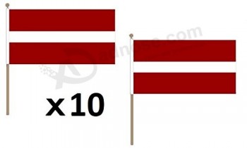 latvia flag 12'' x 18'' wood stick - latvian flags 30 x 45 cm - banner 12x18 in with pole