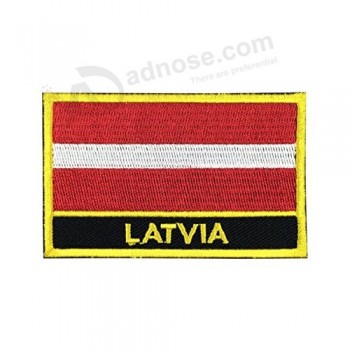 Latvia Flag Patch/Sew-On Morale Patches by Backwoods Barnaby (Latvian Iron-On w/Words, 2