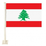knitted polyester lebanon Car flag with plastic pole