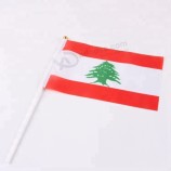 high quality polyester mini stick lebanon hand flags