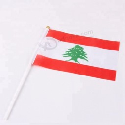 High Quality Polyester Mini Stick Lebanon Hand Flags
