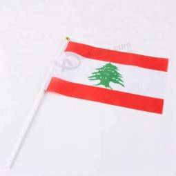 high quality polyester mini stick lebanon hand flags