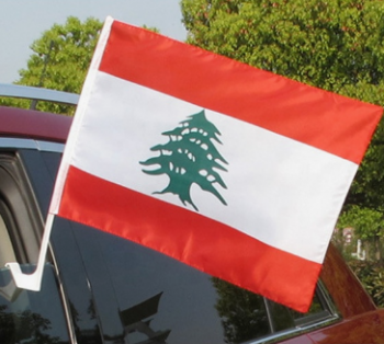 fábrica que vende directamente la bandera libanesa de la ventanilla del coche con poste de plástico