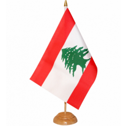 Hot selling lebanon table top flag with wooden pole