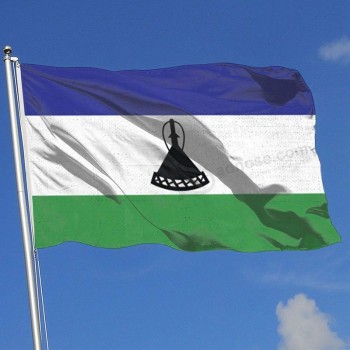 lesotho vlag vlag 3x5 Ft geborduurde sterren genaaid strepen messing ringetjes binnen / buiten