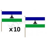 Lesotho vlag 12 '' x 18 '' houten stok - mosotho - basotho vlaggen 30 x 45 cm - banner 12x18 in met paal
