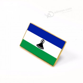 Custom Design hochwertige Zink-Legierung Lesotho Länderflaggen für die Dekoration Emaille Anstecknadeln Metall-Handwerk