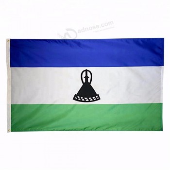 100% poliéster impresso bandeira nacional do Lesoto