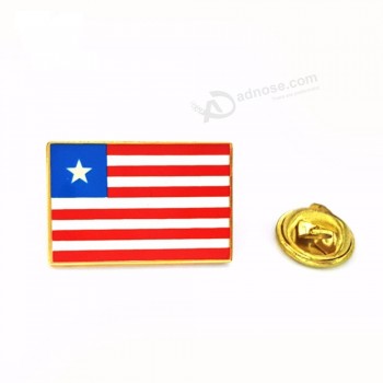 Diseño OEM ventas calientes fundición a presión banderas de país de liberia para prenda metal artesanía esmalte pasadores botón insignia