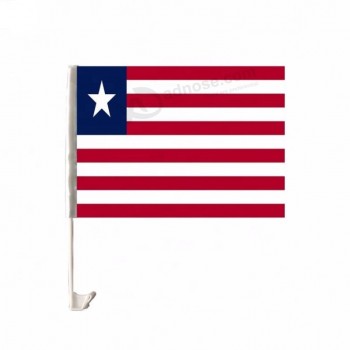 Дешевая цена Флаг автомобиля с флагштоком полиэстер Фальг Либерия Флаги окна автомобиля