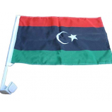 double sided libya Car window clip flag with flagpole