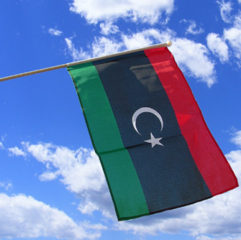 Líbia mão pequena bandeira pequena Líbia vara bandeira