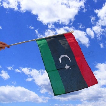 poliéster mini libia bandera agitando la mano al por mayor
