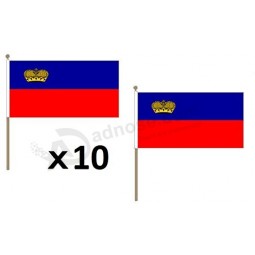 liechtenstein flagge 12 '' x 18 '' holzstab - landtag flaggen 30 x 45 cm - banner 12x18 in mit stange