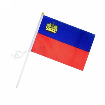Venta caliente bandera de palos de lie Liechtenstein bandera nacional de 10x15 cm tamaño ondeando la bandera