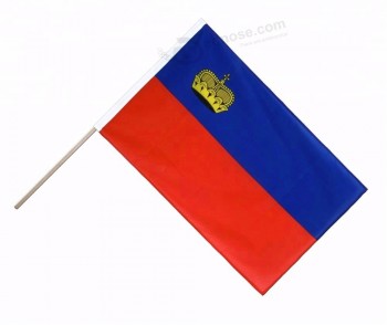 bandera que agita de la mano de Liechtenstein de alta calidad sostenedor de asta de bandera de mano de Liechtenstein